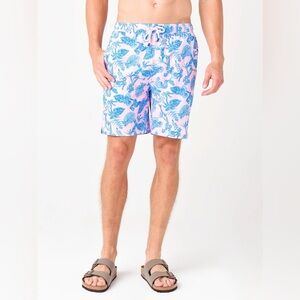 Peter Millar Seaside Size L Snake Garden Print Swim Trunks Shorts